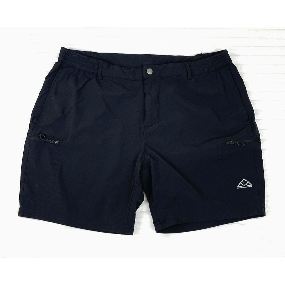 Outdoor Sports‎ Athletic Hiking Shorts Men's 2XL Black Elastic Waist Nylon Blend